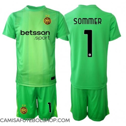 Camisa de time de futebol Inter Milan Yann Sommer #1 Goleiro Replicas 3º Equipamento Infantil 2025-26 Manga Curta (+ Calças curtas)
